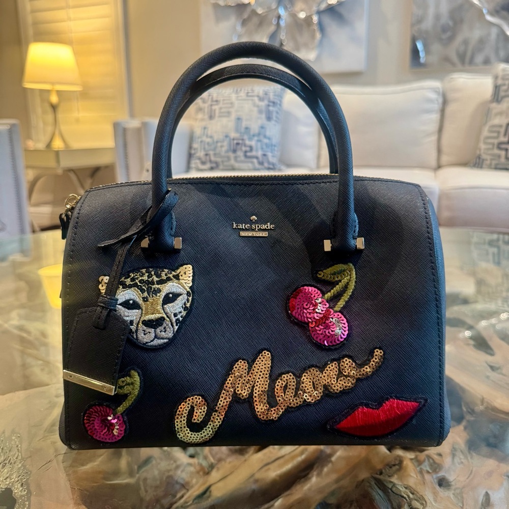 LIKE NEW! Kate Spade Black Embellished Leather Satchel